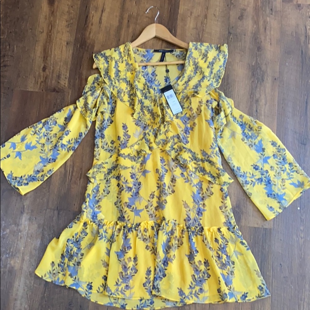 BCBGMAXAZRIA MARIGOLD FLORAL BLOOMS DRESS XXS